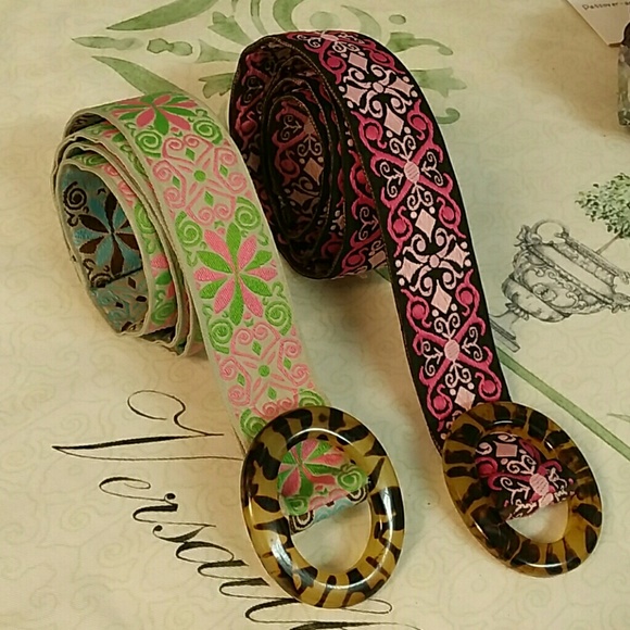 Accessories - Set of 2 Fabric Belts Reversible